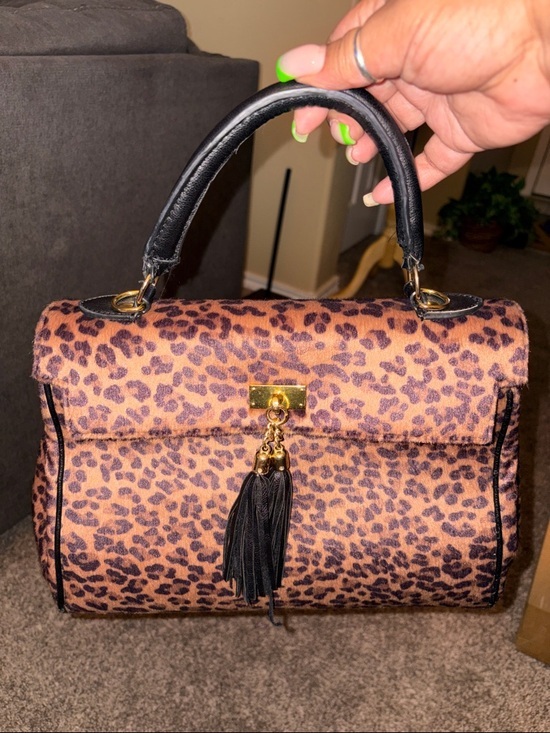 Aldo Handbags - Aldo Leopard Print Satchel Handbag with Black Tassel